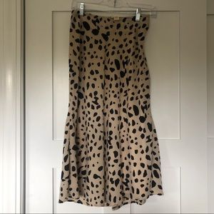New worn tan/black dalmatian print midi skirt